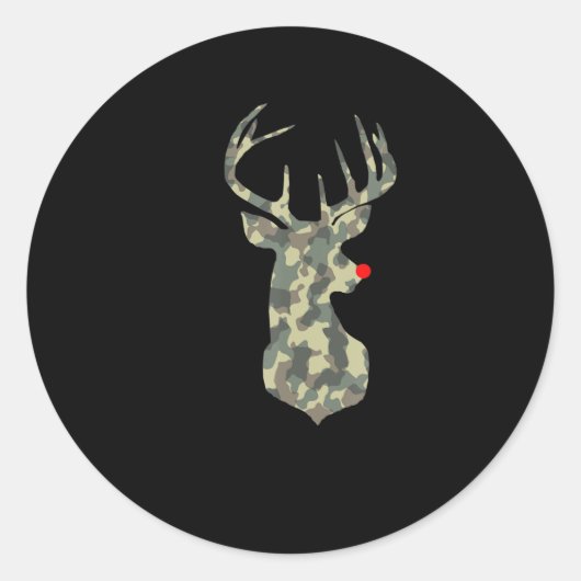 Kerstfeestdag Rudolf Reindeer Red Nose camo hu Ronde Sticker (Voorkant)