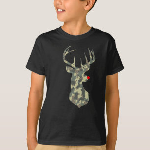 Kerstfeestdag Rudolf Reindeer Red Nose Camo Hu T-shirt