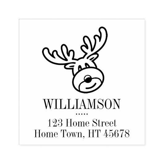 Kerstfeestdag Rudolph The Reindeer Address Rubberstempel (Afrduk)