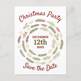 kerstfeestdag Rustic Pine Holiday Save the Date Aankondigingskaart