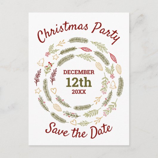 kerstfeestdag Rustic Pine Holiday Save the Date Aankondigingskaart (Voorkant)