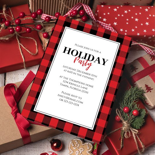 Kerstfeestdag Rustic Red Buffalo Pset Kaart