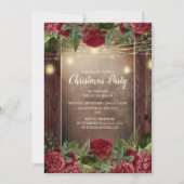 kerstfeestdag Rustic Wood Burgundy Floral String Kaart (Voorkant)