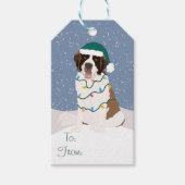 Kerstfeestdag Saint Bernard Cadeaulabel (Voorkant)