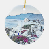 Kerstfeestdag Santorini Griekenland Tourist Keramisch Ornament (Voorkant)