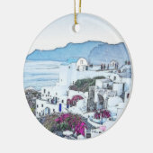 Kerstfeestdag Santorini Griekenland Tourist Keramisch Ornament (Links)