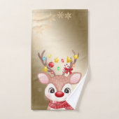 Kerstfeestdag-Schattige rendierziekte, sneeuwvlokk Bad Handdoek (Handdoek)