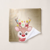 Kerstfeestdag-Schattige rendierziekte, sneeuwvlokk Bad Handdoek (Wasdoekje)