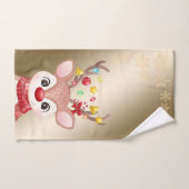 Kerstfeestdag-Schattige rendierziekte, sneeuwvlokk Bad Handdoek (Handdoek)