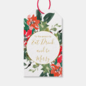 Kerstfeestdag seizoen Floral Holly Wreate Cadeaulabel (Voorkant)