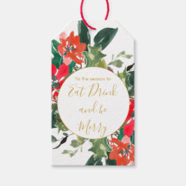 Kerstfeestdag seizoen Floral Holly Wreate Cadeaulabel