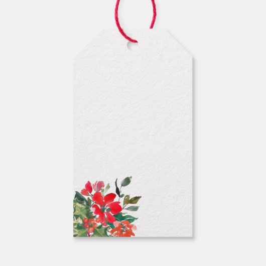 Kerstfeestdag seizoen Floral Holly Wreate Cadeaulabel (Achterkant)