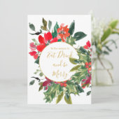 Kerstfeestdag seizoen Holly Wreated Gold Kaart (Staand voorkant)