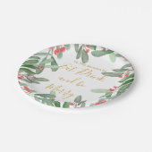 Kerstfeestdag seizoen Holly Wreator Bright Papieren Bordje (Gekanteld)