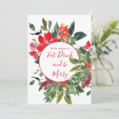 Kerstfeestdag seizoen Holly Wreatred Kaart (Staand voorkant)