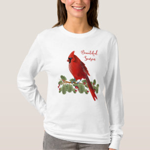 Kerstfeestdag seizoen Rode kardinaal voor vrouwen T-shirt