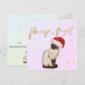 kerstfeestdag Siamese kat Santa Merry Greeting (Voorkant / Achterkant)