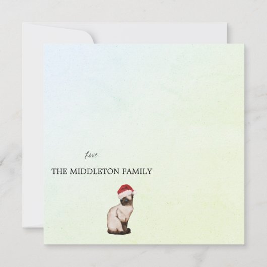 kerstfeestdag Siamese kat Santa Merry Greeting (Achterkant)