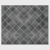 kerstfeestdag Silver Glitter Damask Gift Cadeaupapier (Vlak)