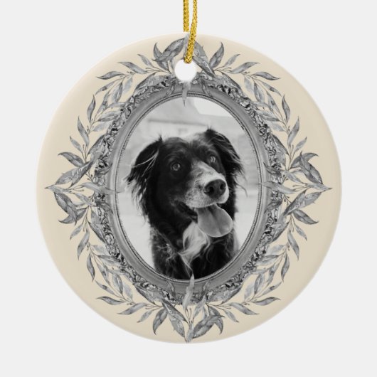 Kerstfeestdag Silver Lijst Foto Festive Keramisch Ornament (Voorkant)