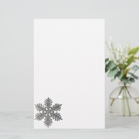 kerstfeestdag Silver Snowflake Star-ontwerp Briefpapier (Staand voorkant)