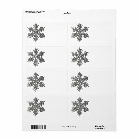 kerstfeestdag Silver Snowflake Star-ontwerp Etiket (Full Sheet)