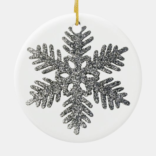 kerstfeestdag Silver Snowflake Star-ontwerp Keramisch Ornament (Achterkant)