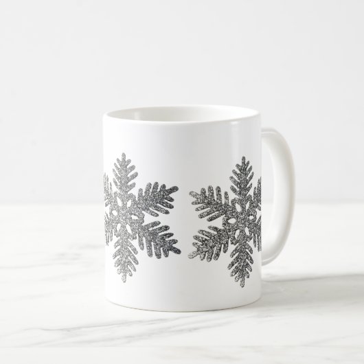kerstfeestdag Silver Snowflake Star-ontwerp Koffiemok (Voorkant rechts)