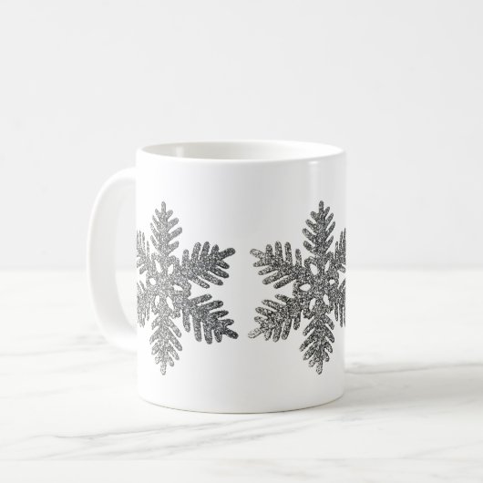 kerstfeestdag Silver Snowflake Star-ontwerp Koffiemok (Voorkant links)