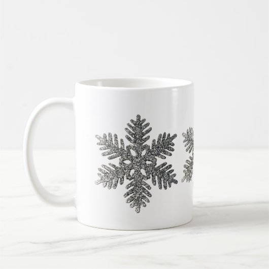 kerstfeestdag Silver Snowflake Star-ontwerp Koffiemok (Links)
