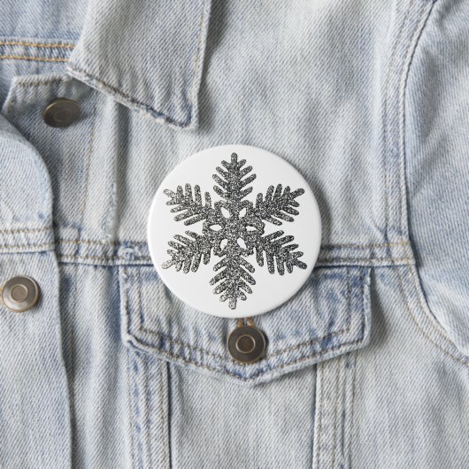 kerstfeestdag Silver Snowflake Star-ontwerp Ronde Button 7,6 Cm (In situ)