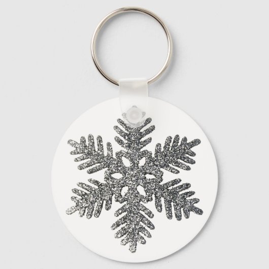 kerstfeestdag Silver Snowflake Star-ontwerp Sleutelhanger (Voorkant)