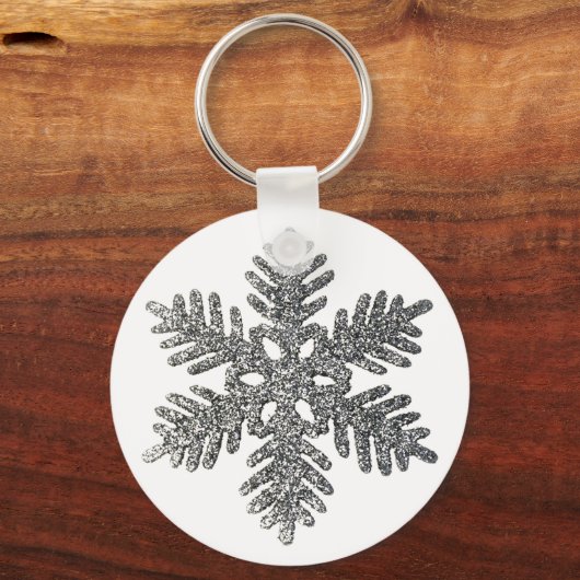 kerstfeestdag Silver Snowflake Star-ontwerp Sleutelhanger (Voorkant)
