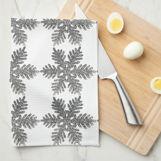 kerstfeestdag Silver Snowflake Star-ontwerp Theedoek (Quarter Fold)