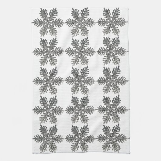kerstfeestdag Silver Snowflake Star-ontwerp Theedoek (Verticaal)