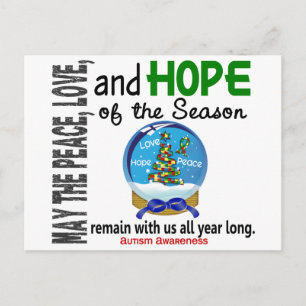 Kerstfeestdag sneeuw Wereldbol 1 autisme Feestdagenkaart