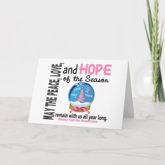 Kerstfeestdag sneeuw Wereldbol 1 borstkanker Feestdagen Kaart (Voorkant)