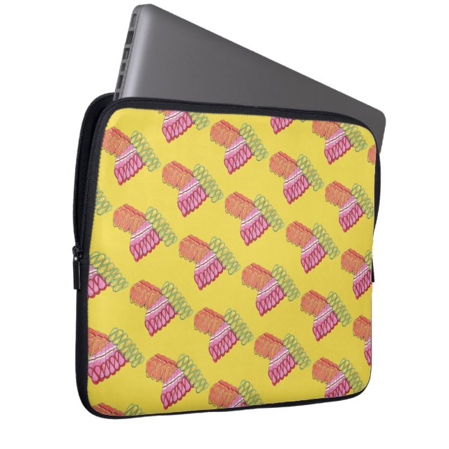 Kerstfeestdag Snoep kerstmis geel Laptop Sleeve (Voorkant Rechts)