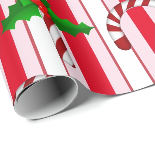 Kerstfeestdag - Snoepriet - Holly Pattern Cadeaupapier (Rol Hoek)
