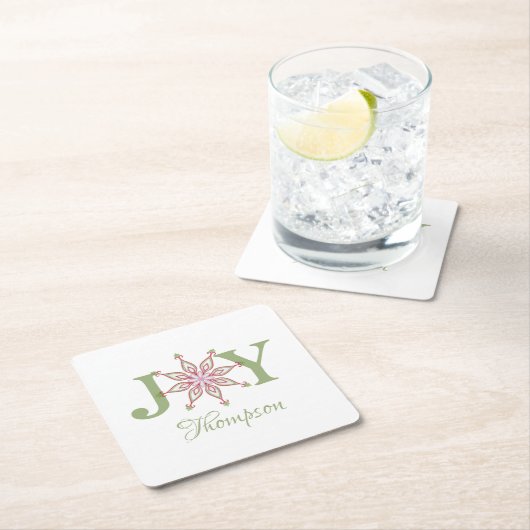 kerstfeestdag Snowflake Joy Typografie Kartonnen Onderzetters (Insitu)