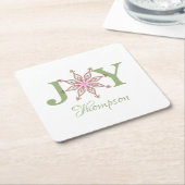 kerstfeestdag Snowflake Joy Typografie Kartonnen Onderzetters (Schuin)