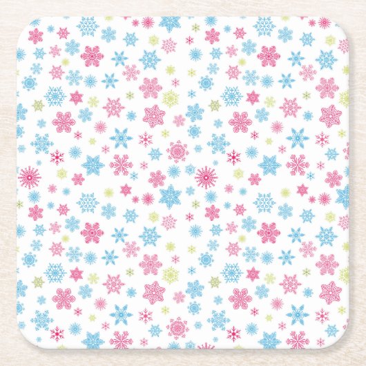 Kerstfeestdag Snowflake Patroon Kartonnen Onderzetters (Voorkant)