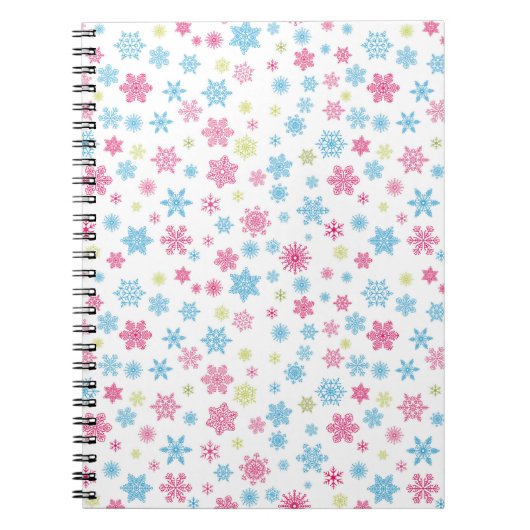 Kerstfeestdag Snowflake Patroon Notitieboek (Voorkant)