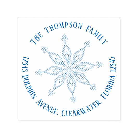 kerstfeestdag: Snowflake Return-adres Zelfinktende Stempel (Design)
