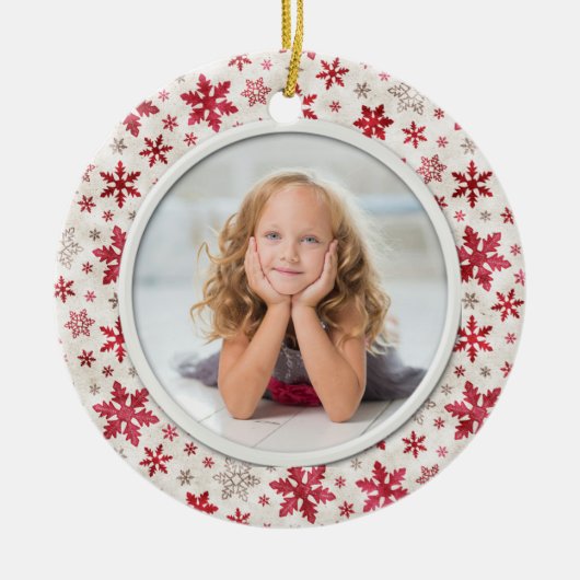 Kerstfeestdag - Snowflakes Multicolor Foto Keramisch Ornament (Voorkant)