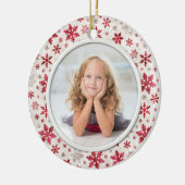 Kerstfeestdag - Snowflakes Multicolor Foto Keramisch Ornament (Links)