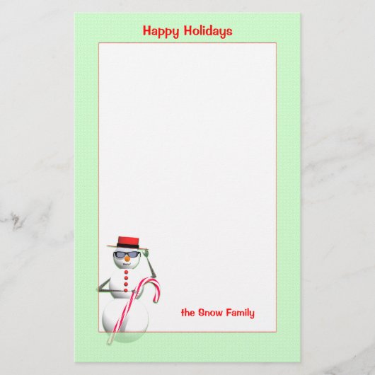 Kerstfeestdag Snowman Briefpapier (Voorkant)