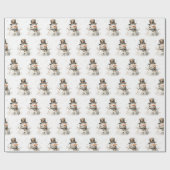 Kerstfeestdag Snowman Cadeaupapier (Vlak)