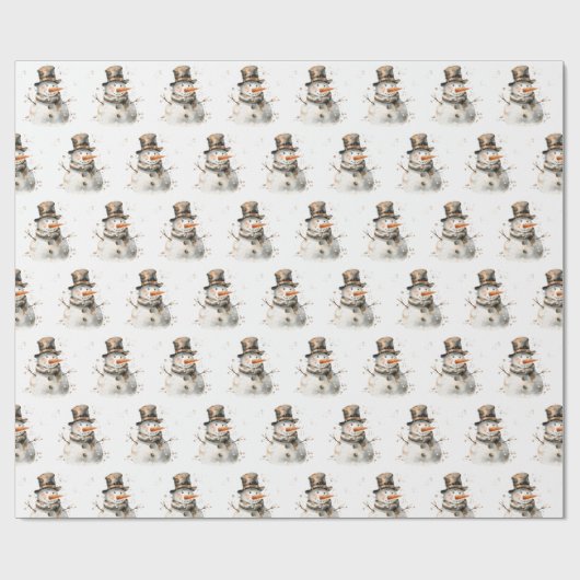 Kerstfeestdag Snowman Cadeaupapier (Vlak)