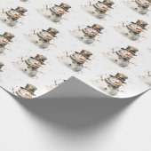 Kerstfeestdag Snowman Cadeaupapier (Hoek)